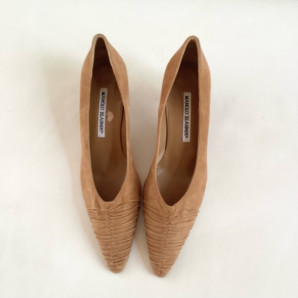 Manolo Blahnik Tan Brown Women's Shoes SZ 7.5/37.5 - Picture 5 of 8